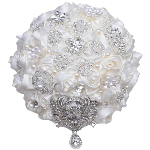 JYBNBBE Braut Hochzeit Elegante Perle Strass Bouquet Braut Brautjungfer Hochzeit Bouquet,Ivory 22cm JYBNBBE Braut Hochzeit Elegante Perle Strass Bouquet Braut Brautjungfer Hochzeit Bouquet,Ivory 22cm von JYBNBBE