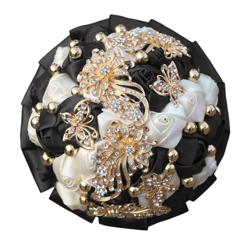 JYBNBBE Elegante Braut Hand Blume Strass Hochzeit Kirche Band Ewige Bouquet Hochzeit Liefert,Black Ivory 15cm JYBNBBE Elegante Braut Hand Blume Strass Hochzeit Kirche Band Ewige Bouquet Hochzeit Liefert,Black Ivory 15cm von JYBNBBE