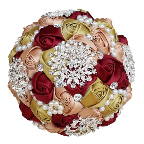 JYBNBBE Elegante Hochzeitssträuße für Bräute und Brautjungfern Strass Perlenstrauß Hochzeit Kirche Blumenbälle,Dark Red Khaki JYBNBBE Elegante Hochzeitssträuße für Bräute und Brautjungfern Strass Perlenstrauß Hochzeit Kirche Blumenbälle,Dark Red Khaki von JYBNBBE