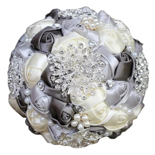 JYBNBBE Elegante Hochzeitssträuße für Bräute und Brautjungfern Strass Perlenstrauß Hochzeit Kirche Blumenbälle,Silver Gray Ivroy JYBNBBE Elegante Hochzeitssträuße für Bräute und Brautjungfern Strass Perlenstrauß Hochzeit Kirche Blumenbälle,Silver Gray Ivroy von JYBNBBE