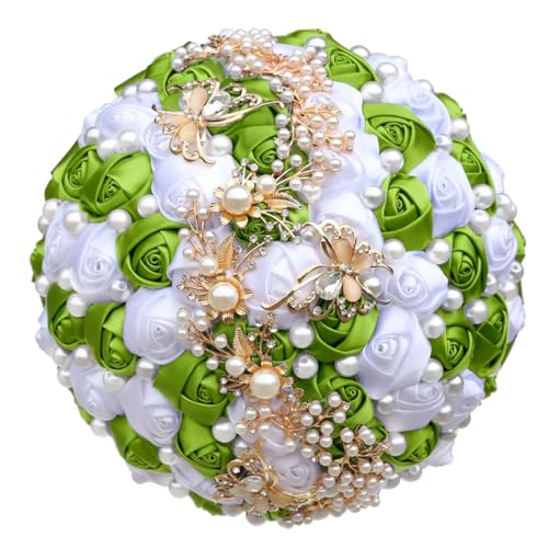 JYBNBBE Eleganter Brautstrauß Perle Strass Satin Rose Handgemachte Hochzeitsblumen Dekoration Brautjungfern Handstrauß,Grass En8 White JYBNBBE Eleganter Brautstrauß Perle Strass Satin Rose Handgemachte Hochzeitsblumen Dekoration Brautjungfern Handstrauß,Grass En8 White von JYBNBBE