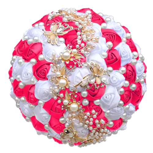 JYBNBBE Eleganter Brautstrauß Perle Strass Satin Rose Handgemachte Hochzeitsblumen Dekoration Brautjungfern Handstrauß,Hot Pnnrk White JYBNBBE Eleganter Brautstrauß Perle Strass Satin Rose Handgemachte Hochzeitsblumen Dekoration Brautjungfern Handstrauß,Hot Pnnrk White von JYBNBBE