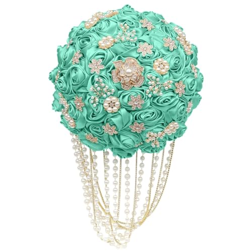 JYBNBBE Goldbrosche Braut Hand hält Blumensträuße Weißgold Kristall solide weiße Seide Brautjungfer Hochzeitsstrauß,Mint En8 22cm JYBNBBE Goldbrosche Braut Hand hält Blumensträuße Weißgold Kristall solide weiße Seide Brautjungfer Hochzeitsstrauß,Mint En8 22cm von JYBNBBE