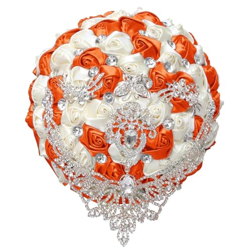 JYBNBBE Handgemachte Braut Brautjungfer Hochzeit Schmetterling Silber Diamant Bouquet Braut Holding Fowers,Orange Ivory JYBNBBE Handgemachte Braut Brautjungfer Hochzeit Schmetterling Silber Diamant Bouquet Braut Holding Fowers,Orange Ivory von JYBNBBE