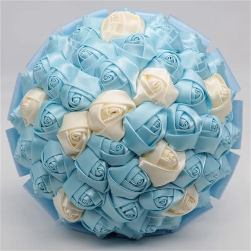 JYBNBBE Handgemachte Satin Rose Romantische Braut Bouquet Brautjungfern Hand Zubehör Multicolor Hochzeit Kirche Dekoration Blumen,Baby Blue Ivory JYBNBBE Handgemachte Satin Rose Romantische Braut Bouquet Brautjungfern Hand Zubehör Multicolor Hochzeit Kirche Dekoration Blumen,Baby Blue Ivory von JYBNBBE