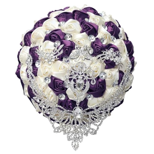 JYBNBBE Handgemachter Blumenstrauß für Braut und Brautjungfer, romantische Hochzeitsdekoration, Braut mit Blumen,Grape Purple Ivory JYBNBBE Handgemachter Blumenstrauß für Braut und Brautjungfer, romantische Hochzeitsdekoration, Braut mit Blumen,Grape Purple Ivory von JYBNBBE