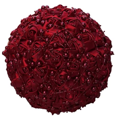 JYBNBBE Himmelblaue Hochzeitsblumen Brautsträuße mit Perlen Künstliche Schaumrosen Gefälschte Hochzeitsstrauß Partyzubehör,18cm Dark Red JYBNBBE Himmelblaue Hochzeitsblumen Brautsträuße mit Perlen Künstliche Schaumrosen Gefälschte Hochzeitsstrauß Partyzubehör,18cm Dark Red von JYBNBBE