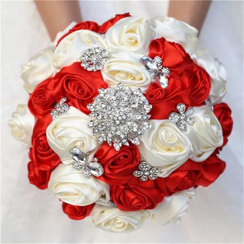 JYBNBBE Hochzeit Bouquet Schmetterling Kristall Diamanten Brosche Braut Mariage Stich Braut Hochzeit Blumen,20cm Red JYBNBBE Hochzeit Bouquet Schmetterling Kristall Diamanten Brosche Braut Mariage Stich Braut Hochzeit Blumen,20cm Red von JYBNBBE