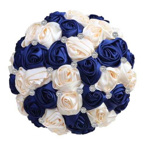JYBNBBE Hochzeitsblumen Rote Seidenrose Brautsträuße Braut Brautjungfer Hochzeitsstrauß Satin Holding Blume für Hochzeit,Apricot Navy 22cm JYBNBBE Hochzeitsblumen Rote Seidenrose Brautsträuße Braut Brautjungfer Hochzeitsstrauß Satin Holding Blume für Hochzeit,Apricot Navy 22cm von JYBNBBE