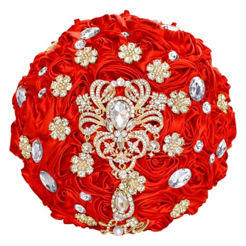 JYBNBBE Hochzeitssträuße Künstliche Rosen Blumensträuße aus weißen Bändern Strasssteine Dekorative Braut Hochzeit,Red JYBNBBE Hochzeitssträuße Künstliche Rosen Blumensträuße aus weißen Bändern Strasssteine Dekorative Braut Hochzeit,Red von JYBNBBE