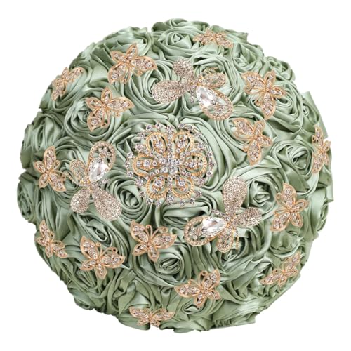 JYBNBBE Hochzeitsstrauß für Braut und Brautjungfer, Gold, Strass, Perle, Blumen, Hochzeitsdekoration,Sage JYBNBBE Hochzeitsstrauß für Braut und Brautjungfer, Gold, Strass, Perle, Blumen, Hochzeitsdekoration,Sage von JYBNBBE