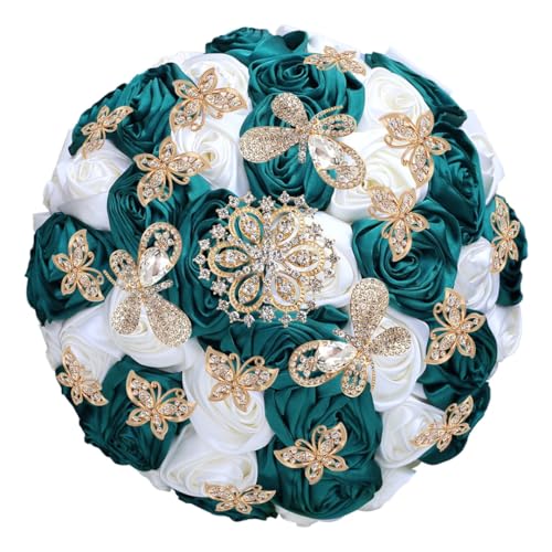 JYBNBBE Kristall Brautstrauß Benutzerdefinierte künstliche Blume Brautjungfer Hochzeitsstrauß,Ivory Emerald En8 JYBNBBE Kristall Brautstrauß Benutzerdefinierte künstliche Blume Brautjungfer Hochzeitsstrauß,Ivory Emerald En8 von JYBNBBE
