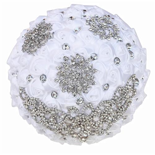 JYBNBBE Seidenperlen Kristall Lila Brautsträuße Diamant Halten Künstliche Rosenblumen Stich Lila Hochzeitsstrauß,18cm White-1 JYBNBBE Seidenperlen Kristall Lila Brautsträuße Diamant Halten Künstliche Rosenblumen Stich Lila Hochzeitsstrauß,18cm White-1 von JYBNBBE