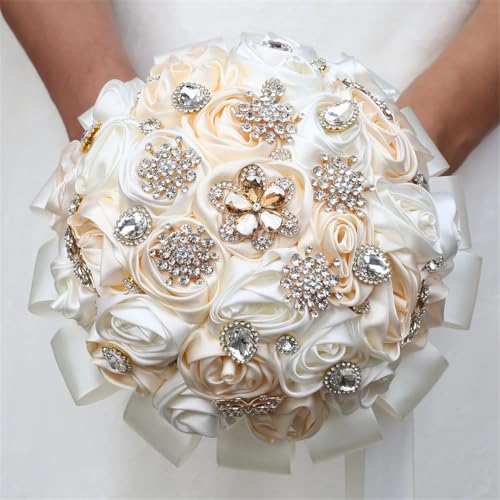 JYBNBBE Seidenrose Hochzeitsblumen Brautsträuße Künstliche Schaumblumen Blumenstrauß Romantische Braut mit Blume,G Ivory Mix 19cm JYBNBBE Seidenrose Hochzeitsblumen Brautsträuße Künstliche Schaumblumen Blumenstrauß Romantische Braut mit Blume,G Ivory Mix 19cm von JYBNBBE