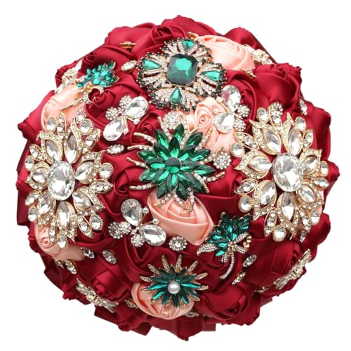 JYBNBBE Strass Braut Brautjungfer Brosche Bouquet 18Cm Wein Rot Perle Diamant Satin Rose Bouquet DIY Hochzeit Liefert,Wine Red W108a JYBNBBE Strass Braut Brautjungfer Brosche Bouquet 18Cm Wein Rot Perle Diamant Satin Rose Bouquet DIY Hochzeit Liefert,Wine Red W108a von JYBNBBE