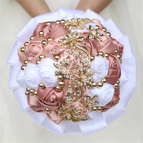 JYBNBBE Strass Perle Simulation Blume Rose Rolle Braut Hochzeit Bouquet Hochzeit Brautjungfern Bouquet,Champagne 21cm JYBNBBE Strass Perle Simulation Blume Rose Rolle Braut Hochzeit Bouquet Hochzeit Brautjungfern Bouquet,Champagne 21cm von JYBNBBE