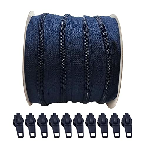 2 Meter Nylon-Reißverschluss + 5 automatische Metallgriffe zum Nähen, Nähen, Reißverschluss zum Nähen an Kleidung, Stoffen, Reißverschluss pro Meter 5 # (330, 2 m) von JYC CREATIVE