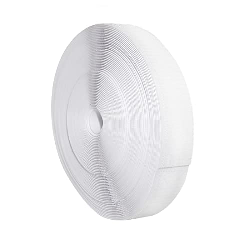 25 Meter/Belcro zum Nähen – nur eine Seite: Plüsch – starker Halt, Belcro-Rolle zum Verbinden von Vorhängen, Teppichen, Stoffen, Verschlussband, Klettverschluss, (16 mm Plüsch, Weiß) von JYC CREATIVE