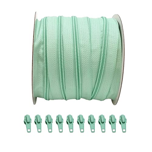 25 Meter Reißverschluss Nylon Durchgehender + 10 Automatische Metallschieber 5#, Zum Nähen Von Kleidung, Meterware (Türkis 249, 25 m + 10C) von JYC CREATIVE