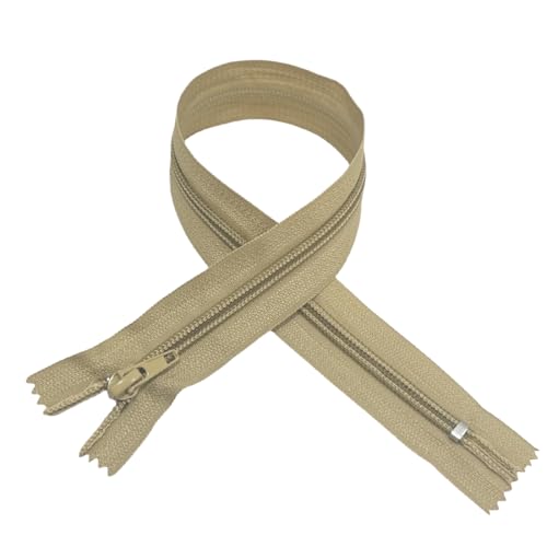 3 Stück geschlossener Reißverschluss Nr. 5, Größe wählbar (30, 40, 50, 60, 70 und 80 cm), Nylon-Reißverschlüsse für Flamenco-Anzüge, Sevillanas, Kleider, Reißverschlüsse zum Nähen, Beige 3465, 70 cm von JYC CREATIVE