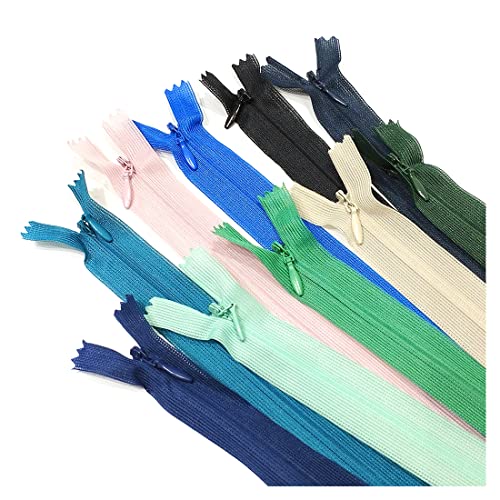 30 Stück/Geschlossener Unsichtbarer Reißverschluss, Viele Größen Und Farben #3, Schmaler Reißverschluss, Elegant Und Diskret Zum Aufnähen Von Kleidung, Nähen, (22 cm 30 Stück, sortiert6) von JYC CREATIVE