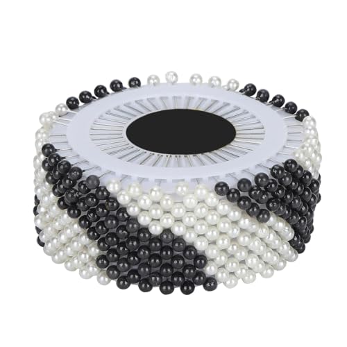480 Nähnadeln, Nähnadeln, Stecknadeln mit rundem Kopf, Nadeln mit buntem Kugelkopf, Anstecknadeln zum Dekorieren, Schleifennadeln für Hochzeiten, Weiß / Schwarz B von JYC CREATIVE