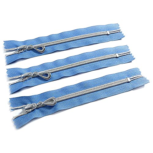 5# Nylon Reißverschluss geschlossen, mit glitzernden Zähnen in Silber, 3 Stück, zum Nähen von Jacken, Handwerk, Karpfen, etc. (14 cm, 183) von JYC CREATIVE