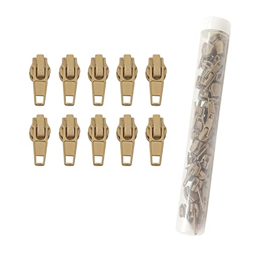 50 Stück Automatische Metallschieber für Reißverschluss, Reißverschluss Schieber #5, Reißverschluss, zu Reparieren oder Montieren eines Reißverschlusses, Schieberegler, (Beige 3465, 50 Schieber) von JYC CREATIVE