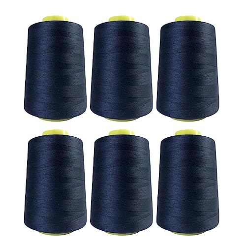 6 Rollen Nähgarn, Nähzubehör, hohe Festigkeit, 40s/2, Garnspule für Näharbeiten, Viele Farben, Basteln, Kleidung, (6 Stück, Blau 3238-5000Y) von JYC CREATIVE