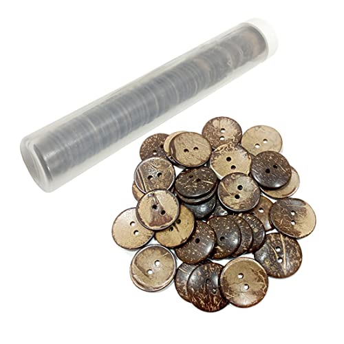 90 u. Kokosnuss Knöpfe mit Maß 18mm, Rundknöpfe, Holzknöpfe, Knöpfe zum Basteln, Knöpfe zum Nähen, Knöpfe zum Verzieren, Kokosnussknöpfe, (Coconut, 18mm) von JYC CREATIVE