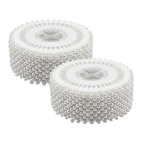 960 Nähnadeln, Nähnadeln, Stecknadeln mit rundem Kopf, Nadeln mit Kugelkopf, Anstecknadeln zum Dekorieren, Schleifennadeln, Stecknadeln für Hochzeiten (2 x weiß -101B) von JYC CREATIVE