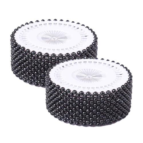 960 Stück Rundkopfnadeln mit farbigem Kugelkopf, Stecknadeln zum Dekorieren, Krawattennadeln, Hochzeitsnadeln, Nähnadeln, (Schwarz, 2 Pakete) von JYC CREATIVE