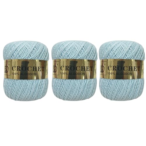 Baumwollgarn Nr. 5 (100 % Baumwolle), feines Wollgarn, 80 g – 320 m, Wolle zum Häkeln, Stricken, Basteln, Nähen, Häkeln, Amigurumis, DIY, (3, Blau) von JYC CREATIVE