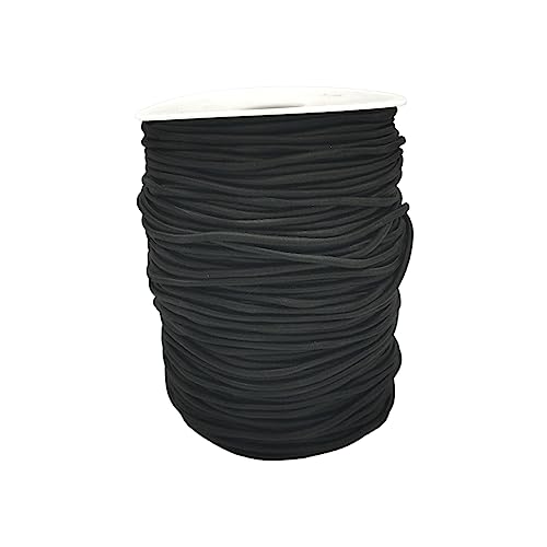 Elastische Schnur, Schwarz, Rund, Elastisches Garn, Garn, für Armbänder, Halsketten und Schmuck, ideal für Bastelarbeiten, (2, elastisches Schwarz - 100 Meter) von JYC CREATIVE