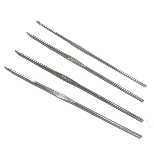 4er-Pack Häkelnadeln aus Stahl (1,5/2/2,5/3 mm x 12 cm), ergonomisch, weich, für Bastelarbeiten, Stricken, Mützen, Amigurumis, DIY, ideal für Nähprojekte, Häkelnadeln, (1) von JYC CREATIVE