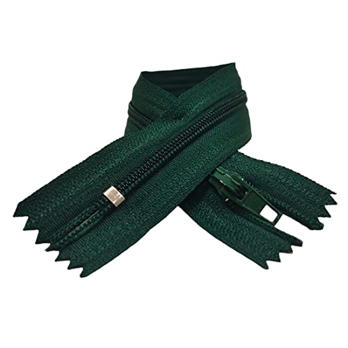 Nylon-Reißverschlüsse, Nr. 3, erhältlich in 24 Farben und Größen, Reißverschluss zum Nähen, Reißverschluss zum Nähen auf Kleidung, Reißverschlüsse zum Nähen, (10 Einheiten-18 cm, Kieferngrün) von JYC CREATIVE