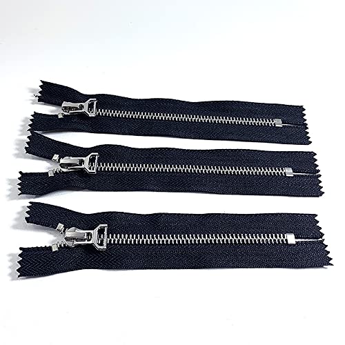 Metallreißverschluss, weiß, geschlossen, mit glänzenden Metallzähnen, 3 Stück/Packung, 3 Stück, geeignet für Kleidung, Schuhe usw. (5# 15 cm, 332) von JYC CREATIVE