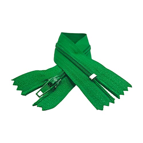Nylon-Reißverschlüsse, Nr. 3, erhältlich in 24 Farben und Größen, Reißverschluss zum Nähen, Reißverschluss zum Nähen auf Kleidung, Reißverschlüsse zum Nähen, (10-12 cm, Grün) von JYC CREATIVE