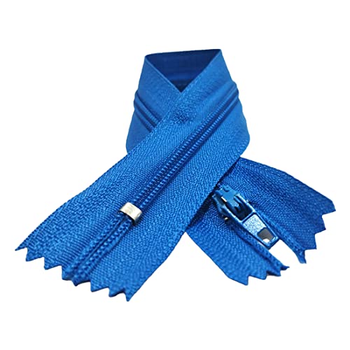 Nylon-Reißverschlüsse, Nr. 3, erhältlich in 24 Farben und Größen, Reißverschluss zum Nähen, Reißverschluss zum Nähen auf Kleidung, Reißverschlüsse zum Nähen, (10-12 cm, Mittelblau) von JYC CREATIVE