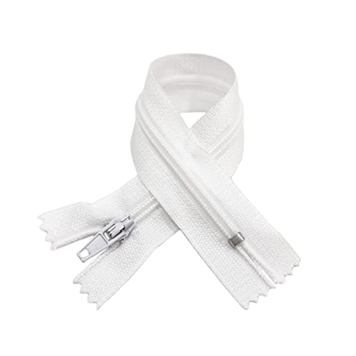 Nylon-Reißverschlüsse, Nr. 3, erhältlich in 24 Farben und Größen, Reißverschluss zum Nähen, Reißverschluss zum Nähen auf Kleidung, Reißverschlüsse zum Nähen, (10-14 cm, Weiß) von JYC CREATIVE