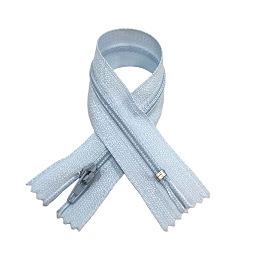 Nylon-Reißverschlüsse, Nr. 3, erhältlich in 24 Farben und Größen, Reißverschluss zum Nähen, Reißverschluss zum Nähen auf Kleidung, Reißverschlüsse zum Nähen, (10 Einheiten-18 cm, Hellblau) von JYC CREATIVE