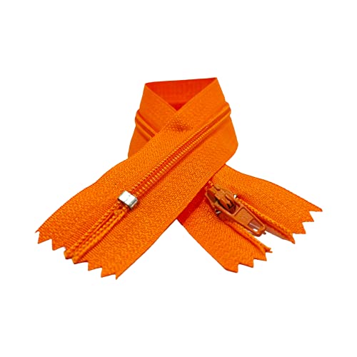 Nylon-Reißverschlüsse, Nr. 3, erhältlich in 24 Farben und Größen, Reißverschluss zum Nähen, Reißverschluss zum Nähen auf Kleidung, Reißverschlüsse zum Nähen, (10-18 cm, Orange) von JYC CREATIVE