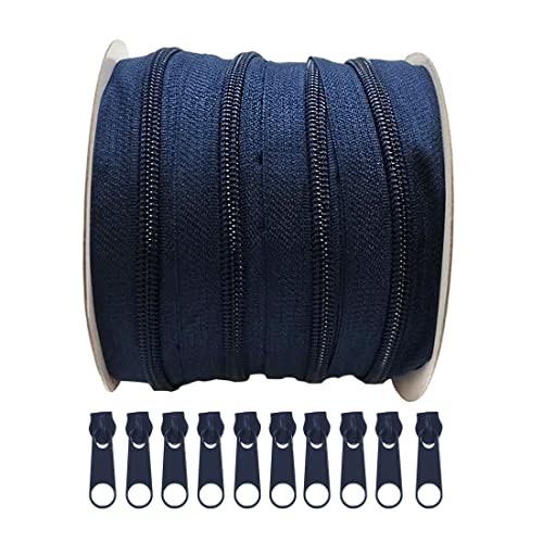 Rolle à 10 m 5# endlos durchgehende Nylon-Reißverschlüsse, Basteltaschen, Aktionszelt, mit 10 kostenlosen Schiebern, Metall-Reißverschlüsse zum Nähen (330, 5#) von JYC CREATIVE