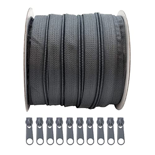 Rolle à 10m 3# endlos durchgehende Nylon-Reißverschlüsse, Basteltaschen, Aktionszelt, mit 10 kostenlosen Schiebern, Metall-Reißverschlüsse zum Nähen (311, 3#) von JYC CREATIVE