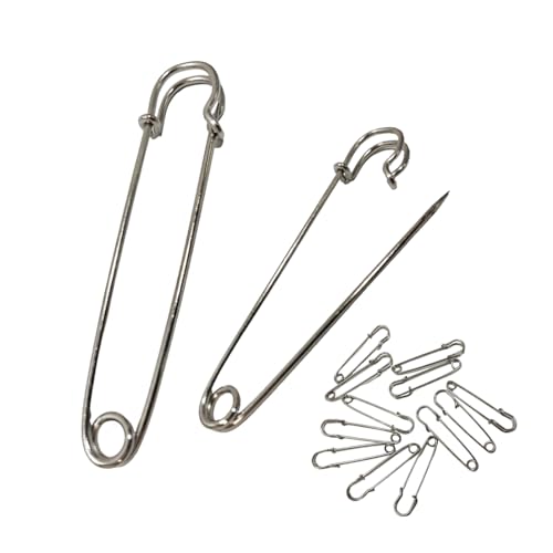 Schottische Sicherheitsnadeln für Mantel oder Schal, Sicherheitsnadeln für Kleidung, Sicherheitsnadeln für Schottenrock, große Sicherheitsnadel, (100 mm - 25 Stück, Silber) von JYC CREATIVE