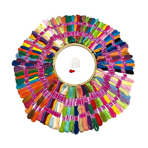 Stickgarn-Set mit 100 Farben, Kreuzstichfaden, ideal für Anfänger, inklusive Nadelrahmen und Einfädler, Stickgarn-Set mit 100 Farben, 100 Farben (Set 1) von JYC CREATIVE