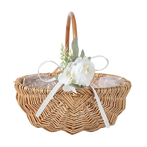 JYCRA Gewebter Korb im Vintage-Stil mit künstlicher Blume, Weidenkorb mit schönen Blumen für Hochzeit, Camping, Dekoration, weiße Blume JYCRA Gewebter Korb im Vintage-Stil mit künstlicher Blume, Weidenkorb mit schönen Blumen für Hochzeit, Camping, Dekoration, weiße Blume von JYCRA