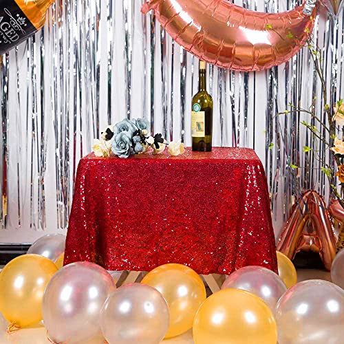 JYFLZQ Pailletten-Tischdecke, 127 x 127 cm, kleine glitzernde Tischdecke, Vorhänge, quadratische Tischdecke, Overlay für Hochzeit, Geburtstag, Party, Brautparty, Rot JYFLZQ Pailletten-Tischdecke, 127 x 127 cm, kleine glitzernde Tischdecke, Vorhänge, quadratische Tischdecke, Overlay für Hochzeit, Geburtstag, Party, Brautparty, Rot von JYFLZQ