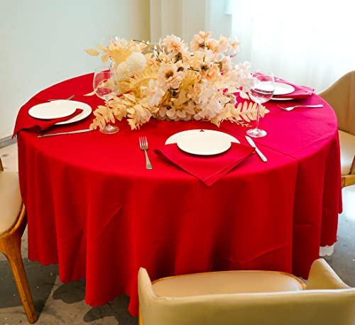 JYFLZQ Rote runde Tischdecke, 228 cm, für 1,8 m große Tische, maschinenwaschbar, schmutzabweisend, Polyestergewebe, Tischdecke für Partys, Bankett, Hochzeit JYFLZQ Rote runde Tischdecke, 228 cm, für 1,8 m große Tische, maschinenwaschbar, schmutzabweisend, Polyestergewebe, Tischdecke für Partys, Bankett, Hochzeit von JYFLZQ
