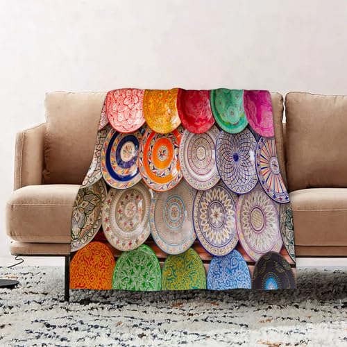 JYLYZZIN Kuscheldecke flauschig, weiche warme Fleecedecke 76 x 100 cm als Decke Sofa,handgefertigte Tonplatten an der Wand in einem Essaouira (Sawira) Markt in, Wohndecke oder Couchdecke überwurf von JYLYZZIN